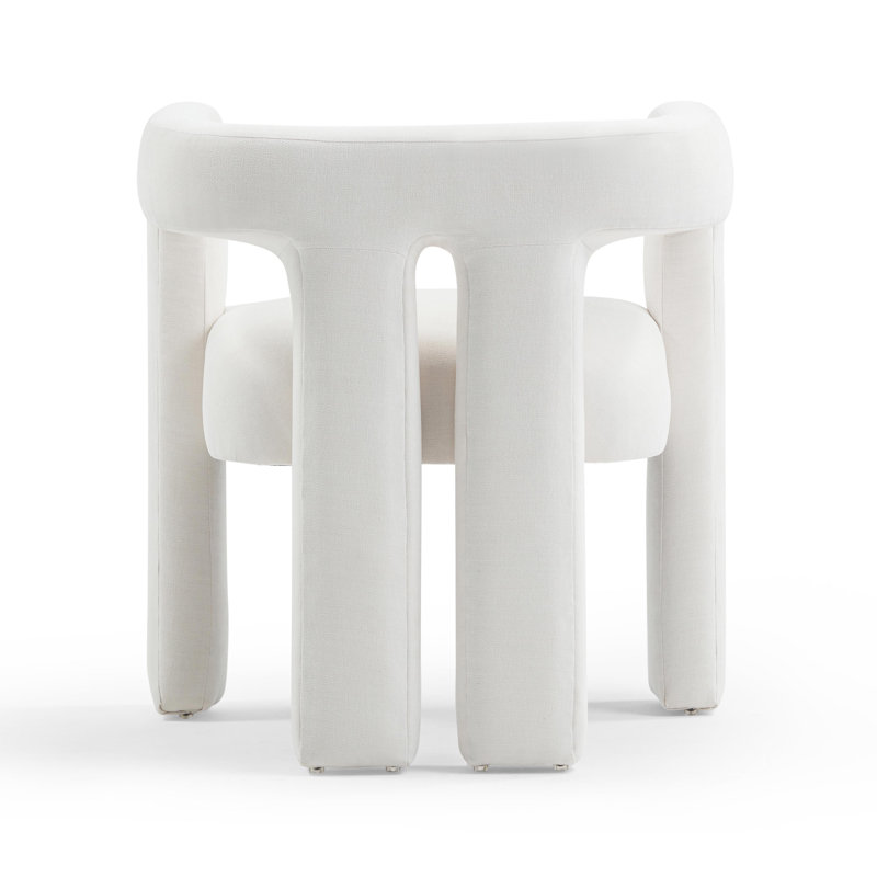 Handcrafted White Velvet Barrel Arm Chair