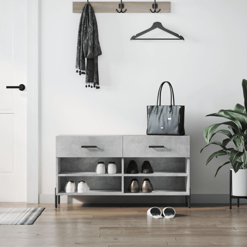 8 Pair Shoe Storage Bench, Concrete Grey