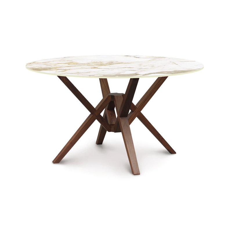 Table de salle à manger Exeter, H 30 po x L 54 po x l 54 po, Noyer naturel, Blanc