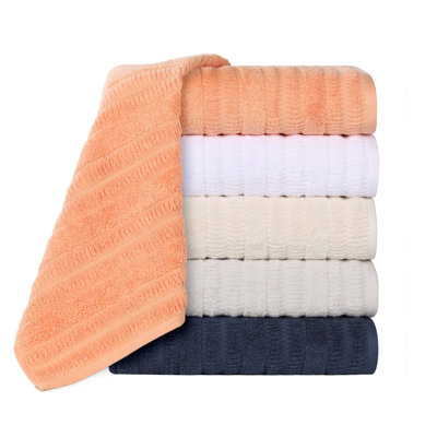 Mika Smart Twist Viscose Cotton Blend Medium Weight Solid Textured Ribbed 8 Piece Towel Set