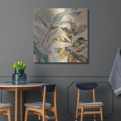 Art mural en métal luxueux «Les Fleurs 3» par Dusza, 36 po x 36 po