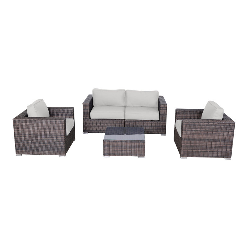 Ahmirah Fully Assembled 4 Piece Sofa Seating Group with Cushions, Sunbrella Canvas