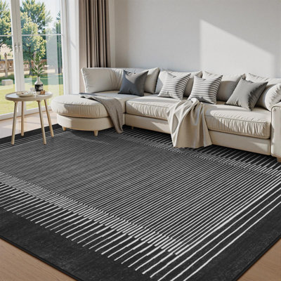 Tapis lavable à rayures berbères avec envers antidérapant Celeta Modern