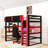 Wood Loft Bed with Shelves and Built-in USB Ports and RGB LED Lights-1229134919-1229134912