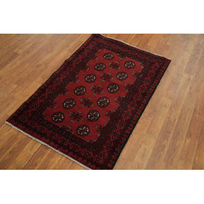 Geometric Oriental Afghan Accent Rug 3x4