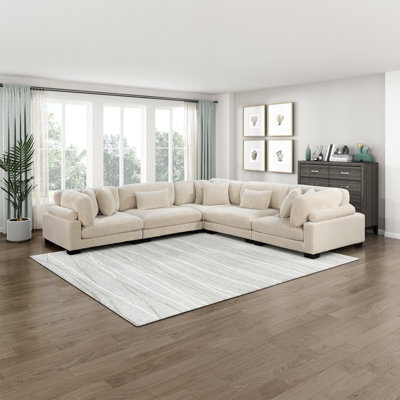 Brinsley 5-Piece Corduroy Modular Sectional with Pillows