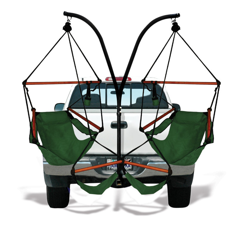 Trailer Hitch Stand 1 Person Chair Hammock, Hunter Green, Wood