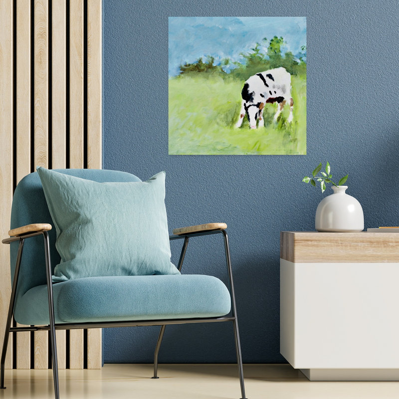 Contemporary Art Abstract Contemporary Cow Landscape Nature Wall Art by Richard Gombar - Wrapped Canvas Print
