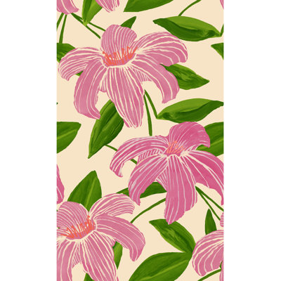 Susan Hable Floral Non-Pasted Satin Wallpaper Double Roll by Susan Hable