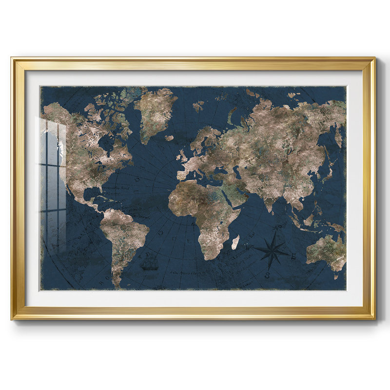 Bleu marine atlas, Or, H 15 po x l 21 po x P 1,5 po