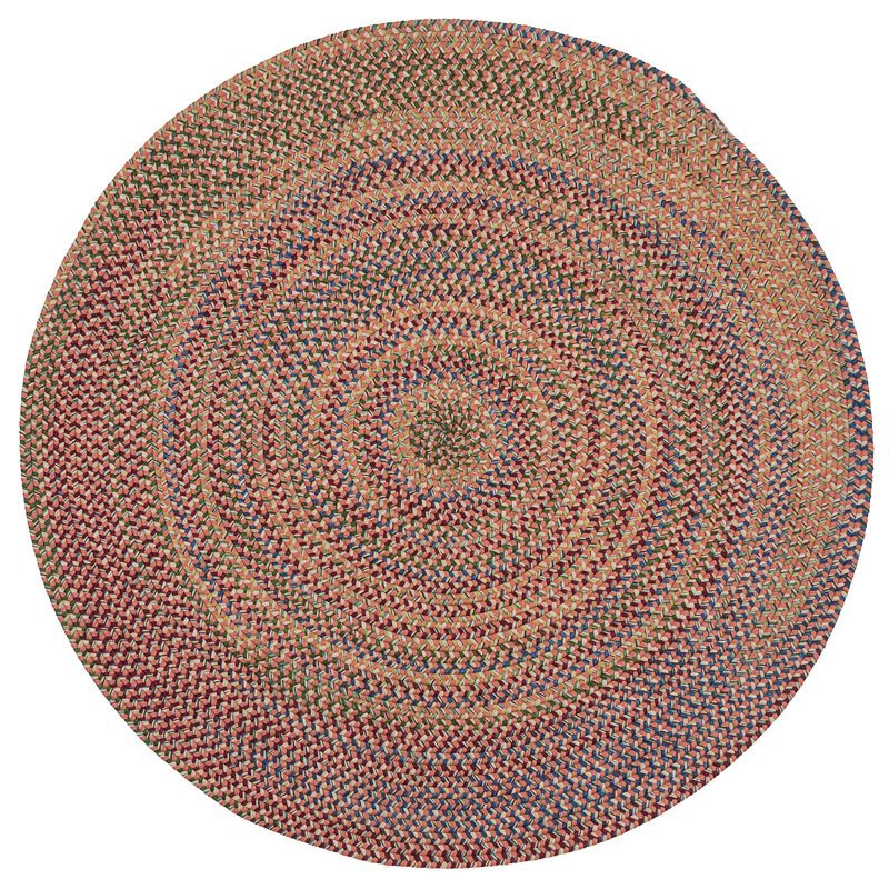 Tapis rouge / rose / vert Dollman, Rond 7 pi