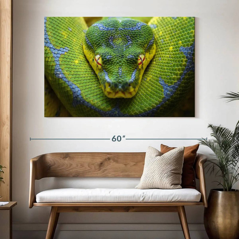 Brampt Fierce Green Tree Python, 34" H x 51" W