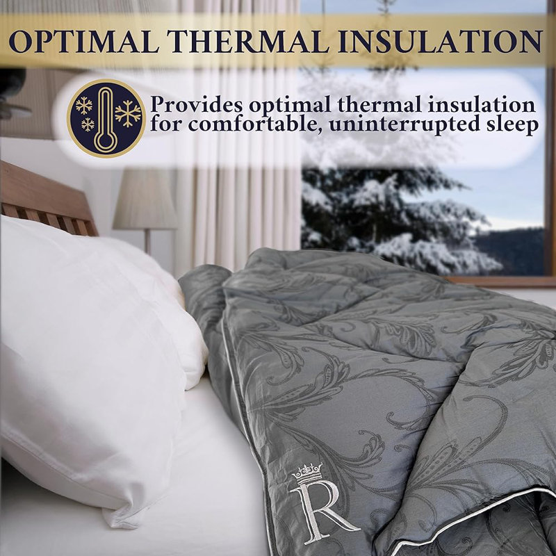 Royal Therapy Comforter, Fluffy Duvet Insert, Ultra-Soft and Lightweight, Full, Gray