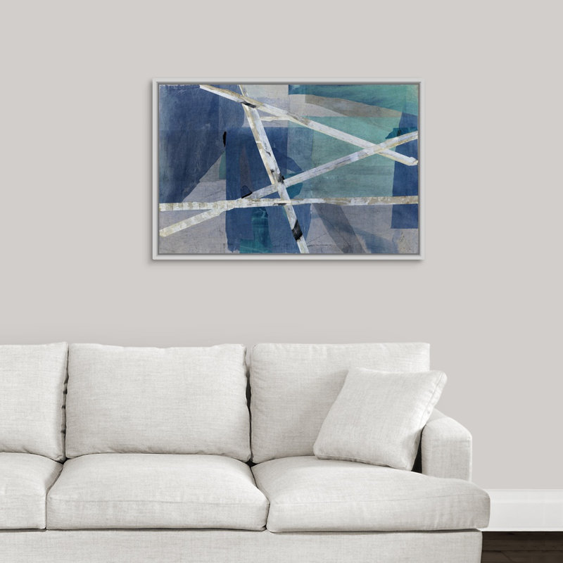 « too many options », peinture sur toile, H 25,7 po x l 37,7 po x P 1,75 po, Cadre flottant blanc