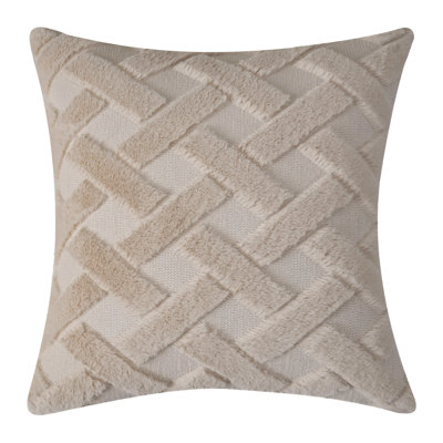 Emboridered Square Faux Fur Pillow Cover & Insert