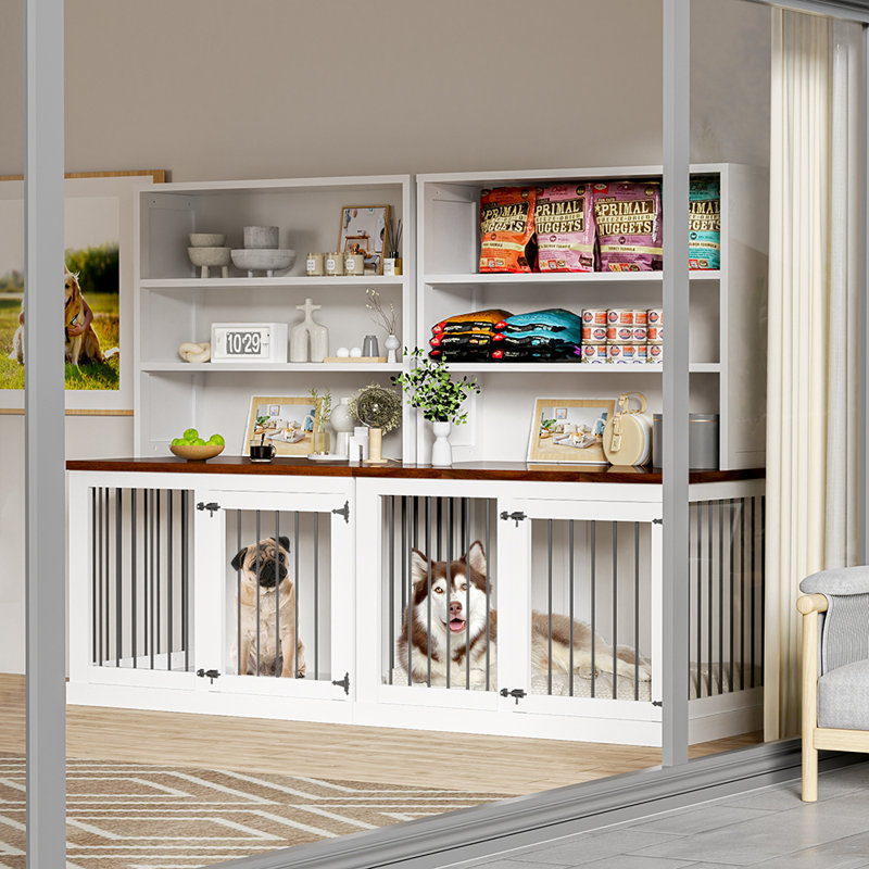 Grande cage pour chien Tucker Murphy Pet ™ avec 2 armoires de rangement et diviseur pour 2 chiens grands ou 4 chiens moyens