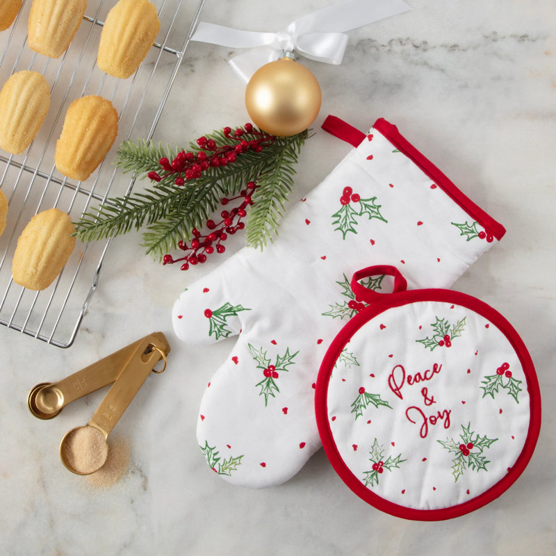 Lenox Bayberry Merry & Bright Oven Mitt and Pot Holder 2 Piece Set