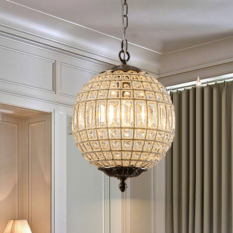 Lustre sphérique Ennu, H 15,9 po x l 11,8 po x P 11,8 po, Laiton antique