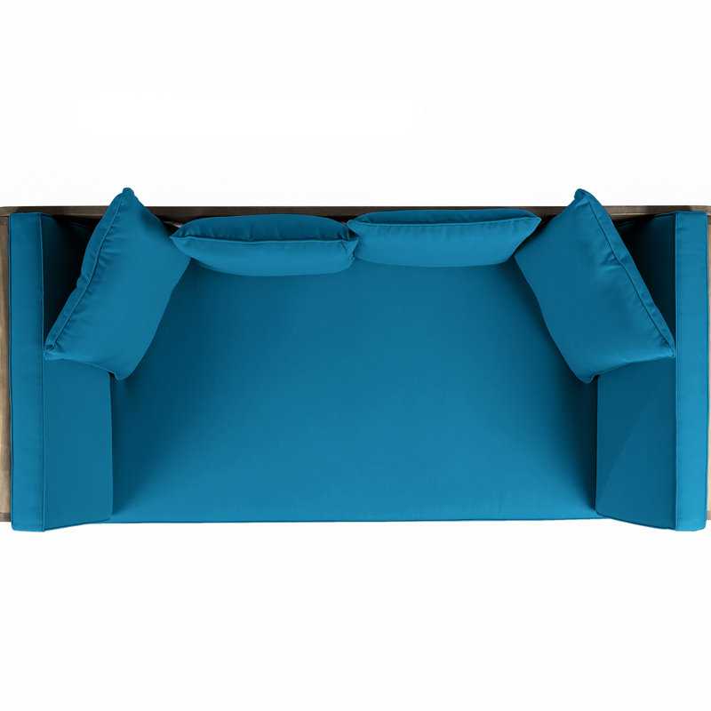 Lit de jour extérieur gris avec coussin chauffant - Restez au chaud par temps froid, les coussins en bois bleu sarcelle ajoutent une touche de fraîcheur