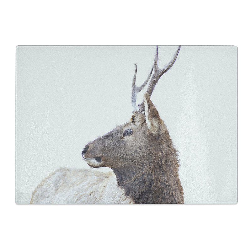 Tempered Glass Young Elk Painting Chopping Board, 20 cm x 28.5 cm