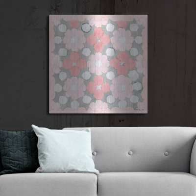 Luxe Metal Art 'Pink And Gray Pattern 3' By Stella " Pink And Gray Pattern 3 " by Stellar Design Studio