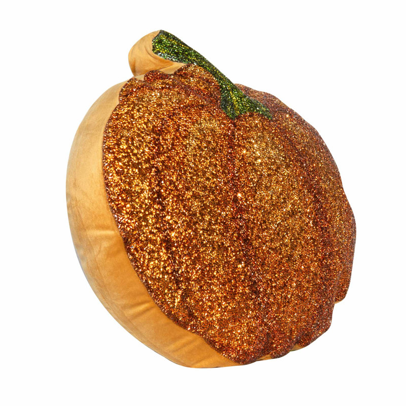 Coussin lumineux en forme de citrouille Sparkles Home | Jeté d'automne strass en velours 15 x 18 po