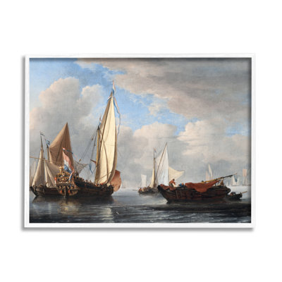 Yacht et autres vaisseaux classique par Van Van De Velde par One1000paintings - peinture sur toile à cadre flottant