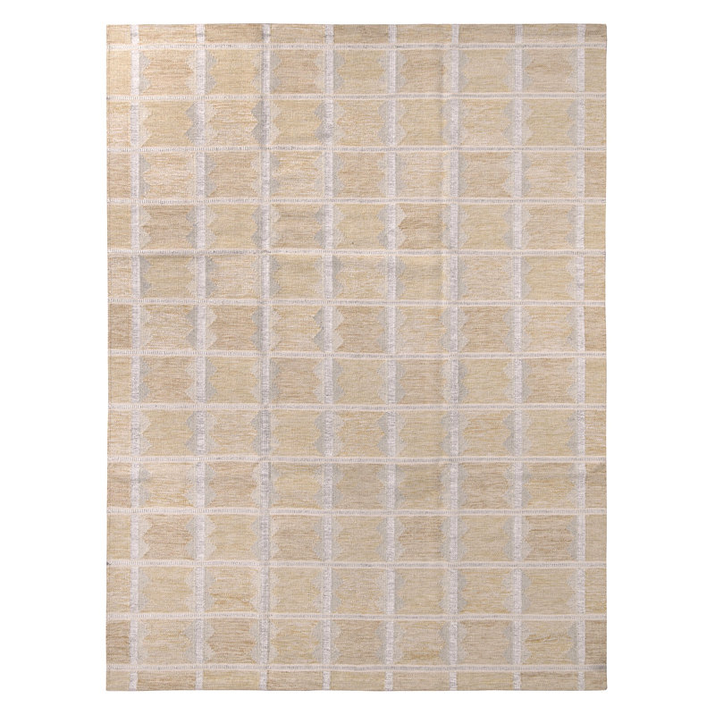 Rug & Kilim’S Scandinavian Style Beige Brown And Gray Wool Modern Kilim, Rectangle 8' x 10'