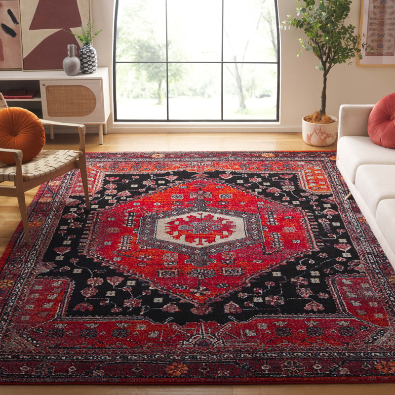 Chavis Oriental Red/Black Area Rug, Rectangle 8' x 10'