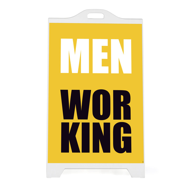 Sidewalk Men Working Sign, White