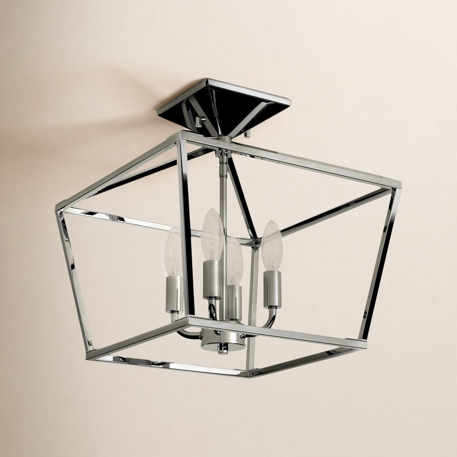 Hastings 4 Light Semi Flush Mount, Satin Nickel