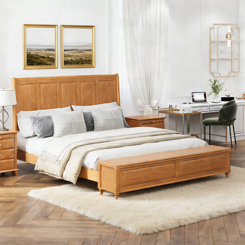 Lit-bateau avec commode Soild, Très grand lit, Naturel