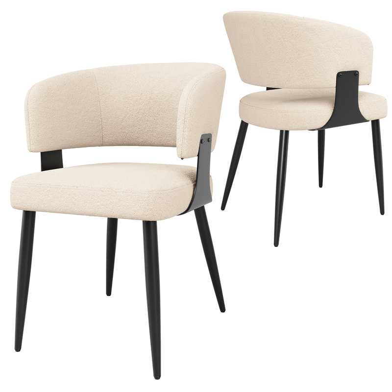 47cm H Metal Full Back Side Chair, Beige