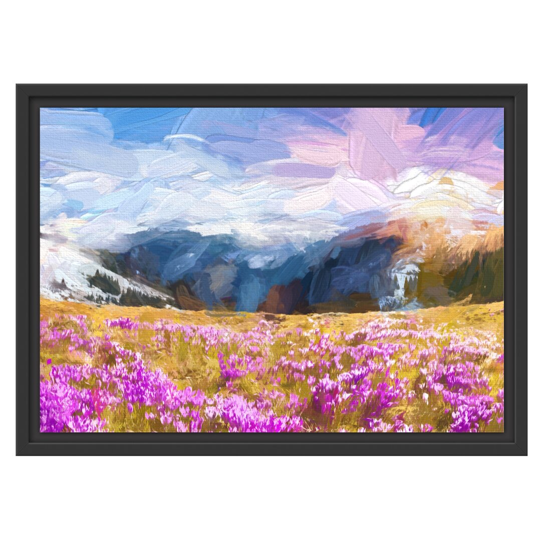 Gerahmtes Wandbild Berglandschaft Regenbogen