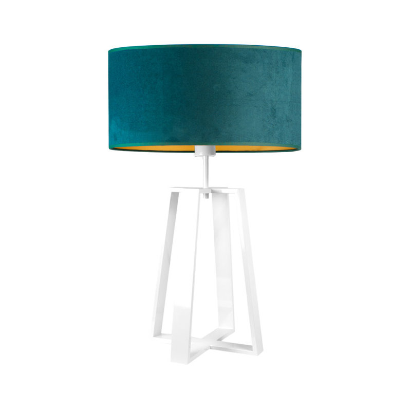 Alawna Metal Table Lamp, White, White, Green/Gold