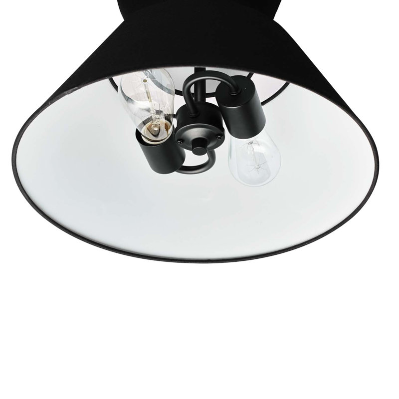 2-Light Black Chandelier with Black Fabric Shade