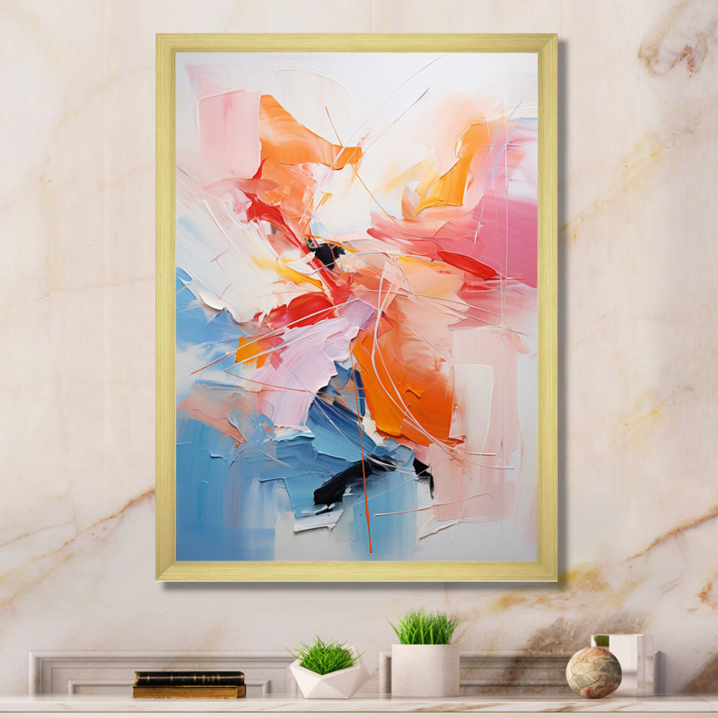 Impression sur toile sur fond jaune, Encadrement doré, H 40 po x l 30 po x P 1,5 po