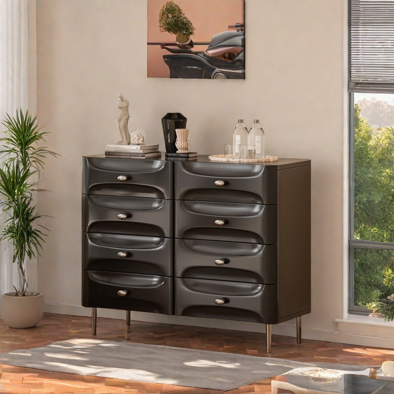 French Minimalist Accent Chest, Black
