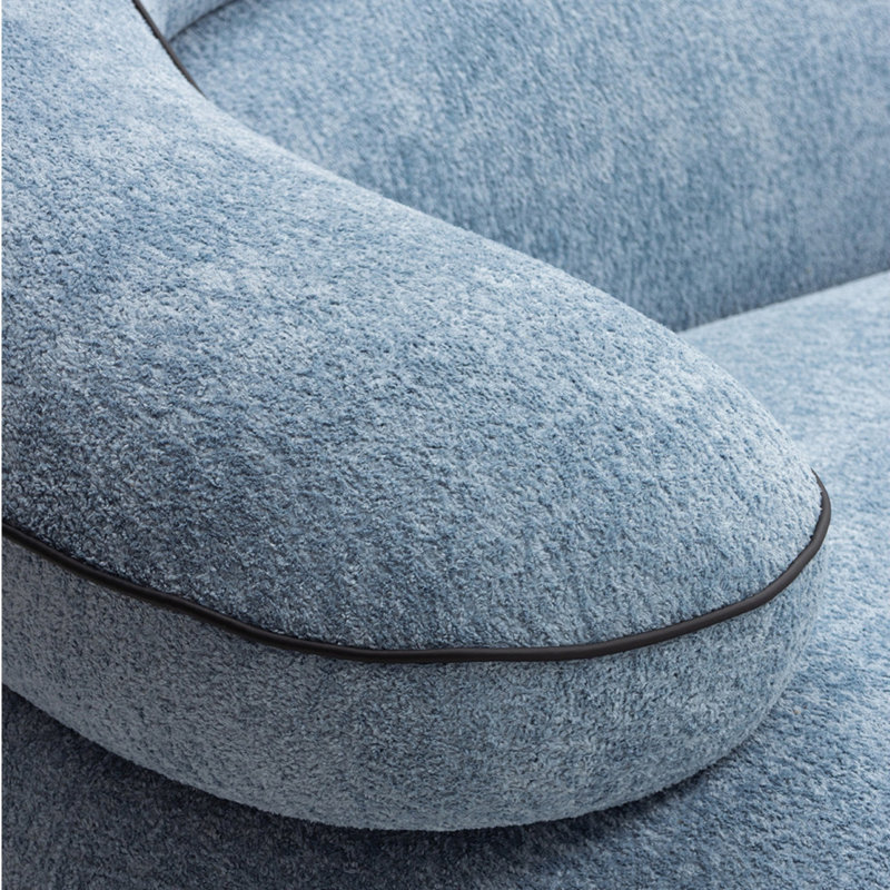Canapé courbé de style français French, Blue Chenille