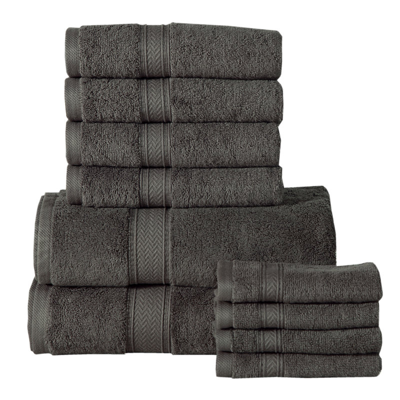 Ensemble de serviettes 10 pièces 100 % coton Raaed, Gris