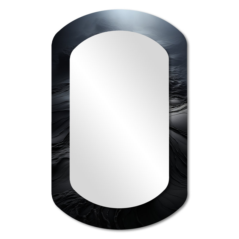 Grey Onyx stone Abyss - Stone Geode Asymmetrical Decorative Wall Mirror, Traditional Cylinder Mirror, Printed Metal Art