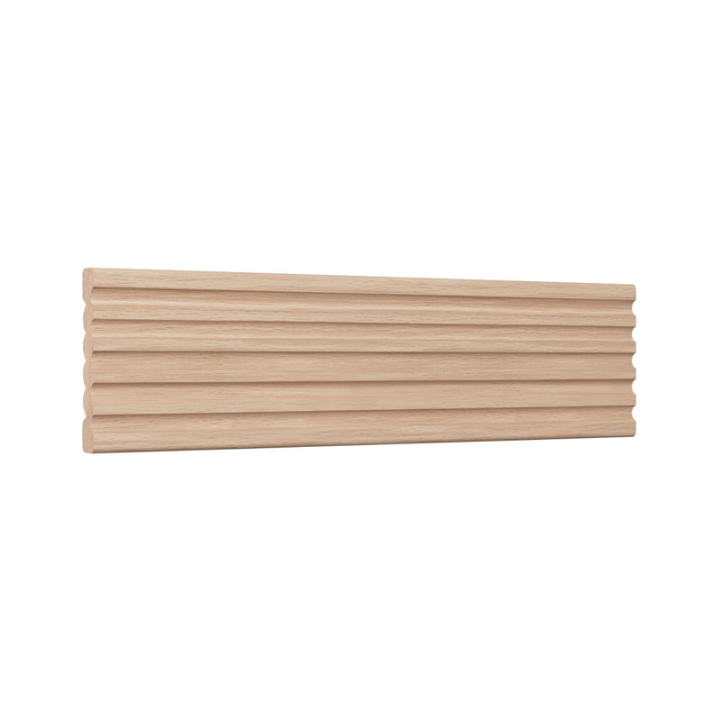 Moulure réversible cannelée / reeded en bois franc massif de l 33 3/8 po x L 3 3/8 po x P 33 po., Chêne rouge