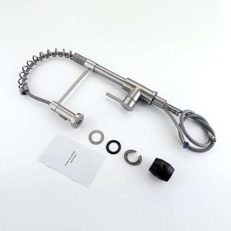 Robinet d'évier de cuisine à poignée simple, Nickel brossé