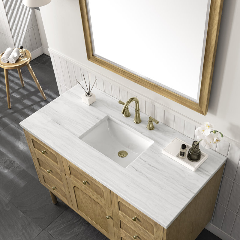 Laurent 48'' W Single Vanity, White Zeus, 8" Widespread, Light Natural Oak