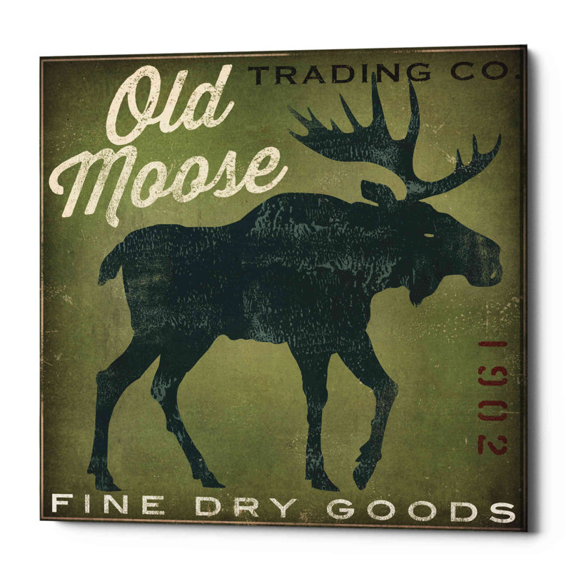 «Old Moose Trading Co. - green» par Ryan Fowler, art mural sur toile, H 26 po x l 26 po x P 1,25 po