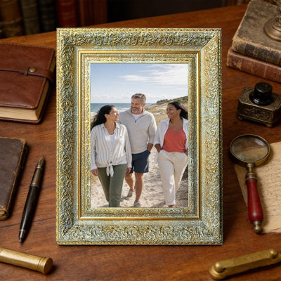 Cadre photo décoratif antique en or 3 pièces pour photos de 11 po x 14 po et présentation de photos de mariage