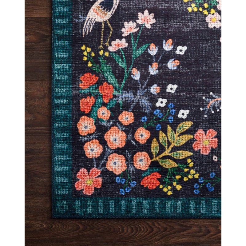 Tapis floral tissé multicolore à motif floral, Rectangle 3 pi 11 po x 5 pi 10 po