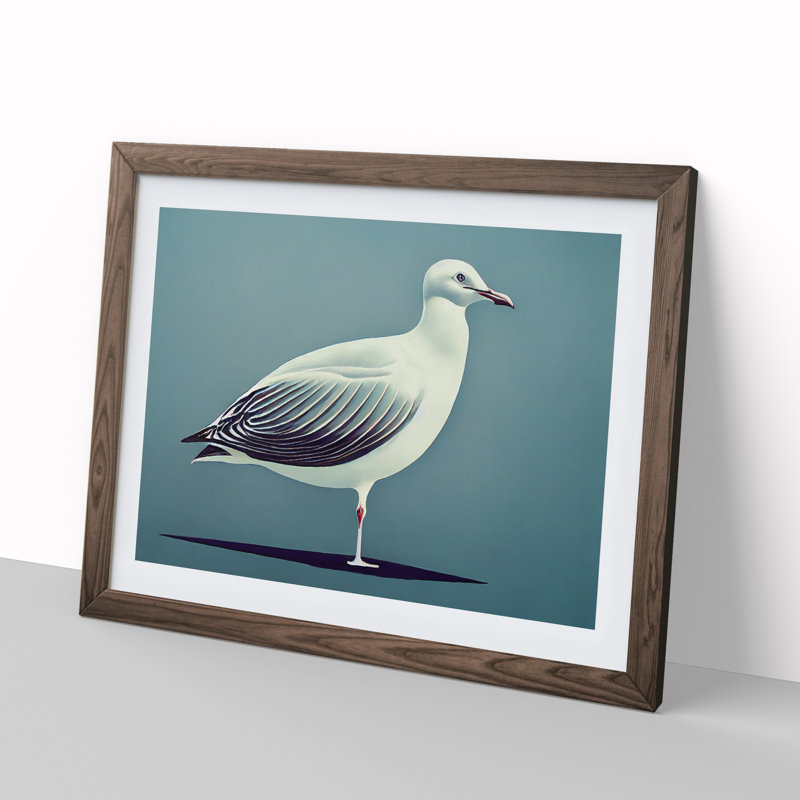 Seagull Portrait Vol.2 - Framed Print, 46cm H x 64cm W x 2cm D, Walnut 