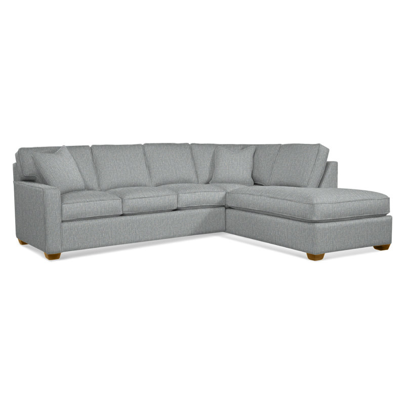 Ellora Upholstered Chaise L-Sectional, Right Hand Facing, Havana, Light Blue Performance Fabric; 0851-55
