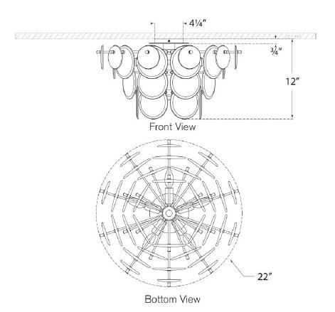 Loire 5 - Light Semi Flush Mount, Gold